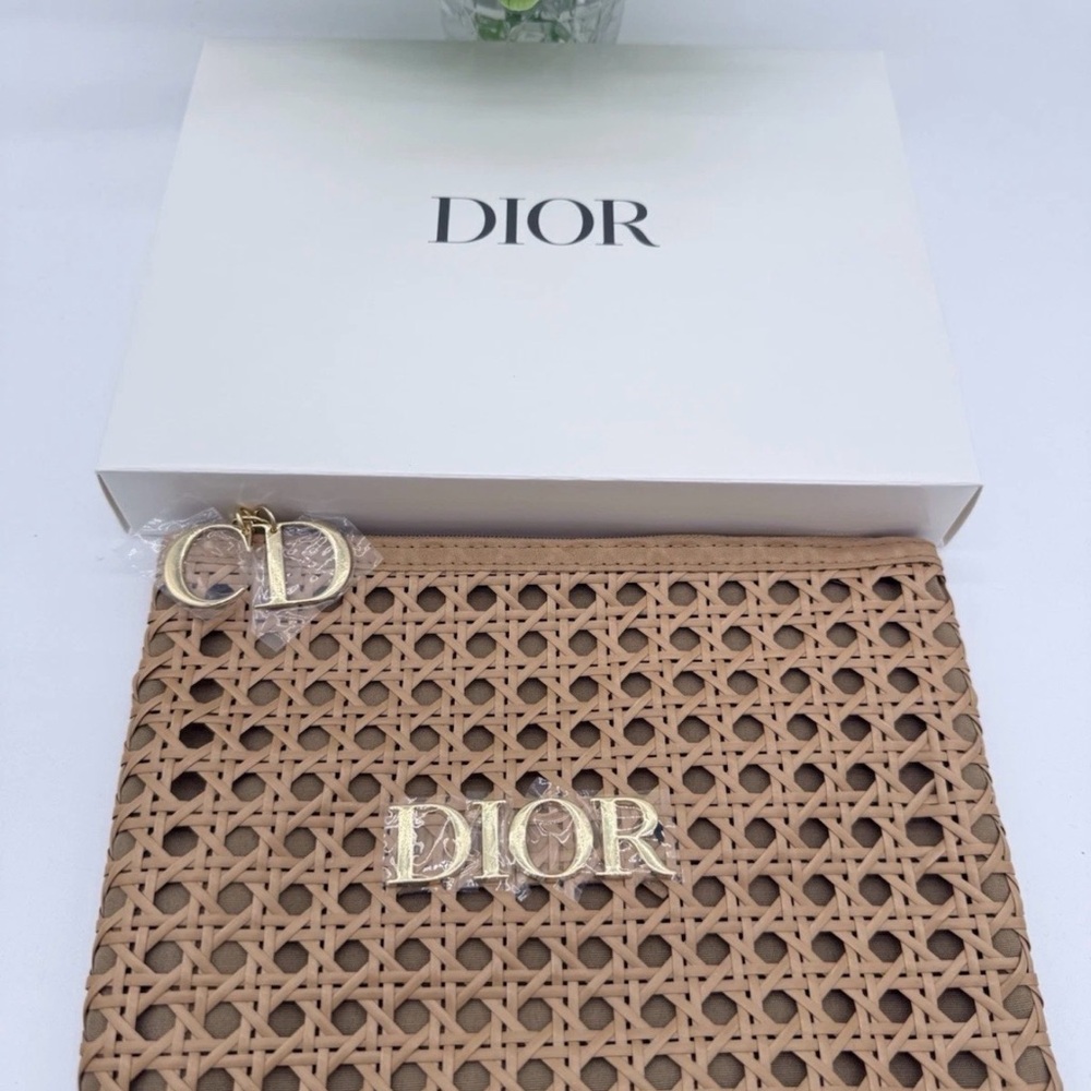 Dior Beauty Cosmetic Pouch Makeup Bag New With Box 9.5” * 6.5”